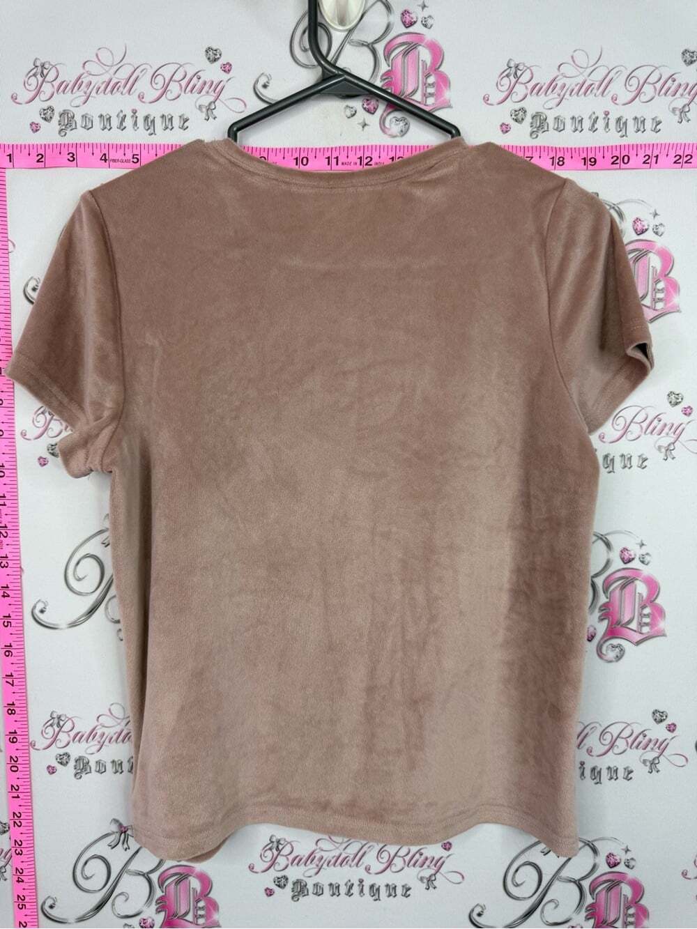 Juicy Couture shirt rhinestone Rose Brown Velour Logo Tee View 2